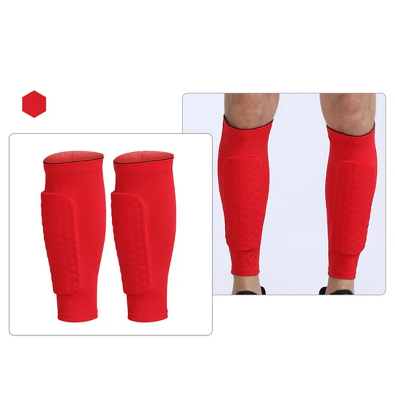 (S-2XL)1 Pair Teen Kids Football Shin Guard Soccer Anti-Collision Compression Basketball Leg Warmers Gym Leg Calf Sleeves Socks