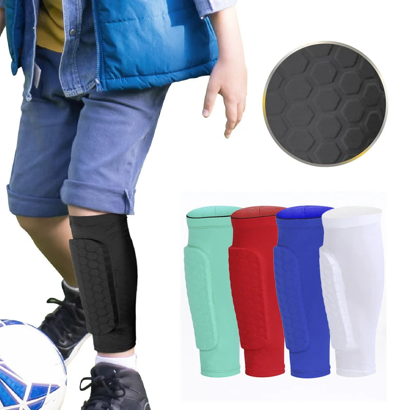 (S-2XL)1 Pair Teen Kids Football Shin Guard Soccer Anti-Collision Compression Basketball Leg Warmers Gym Leg Calf Sleeves Socks