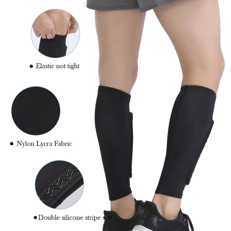 (S-2XL)1 Pair Teen Kids Football Shin Guard Soccer Anti-Collision Compression Basketball Leg Warmers Gym Leg Calf Sleeves Socks