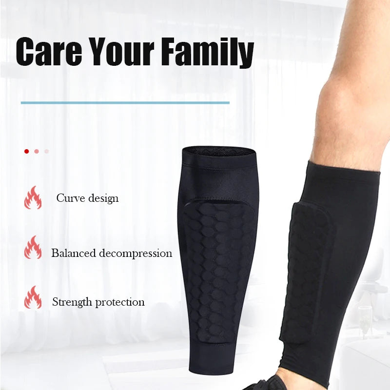 (S-2XL)1 Pair Teen Kids Football Shin Guard Soccer Anti-Collision Compression Basketball Leg Warmers Gym Leg Calf Sleeves Socks