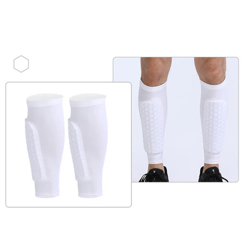 (S-2XL)1 Pair Teen Kids Football Shin Guard Soccer Anti-Collision Compression Basketball Leg Warmers Gym Leg Calf Sleeves Socks