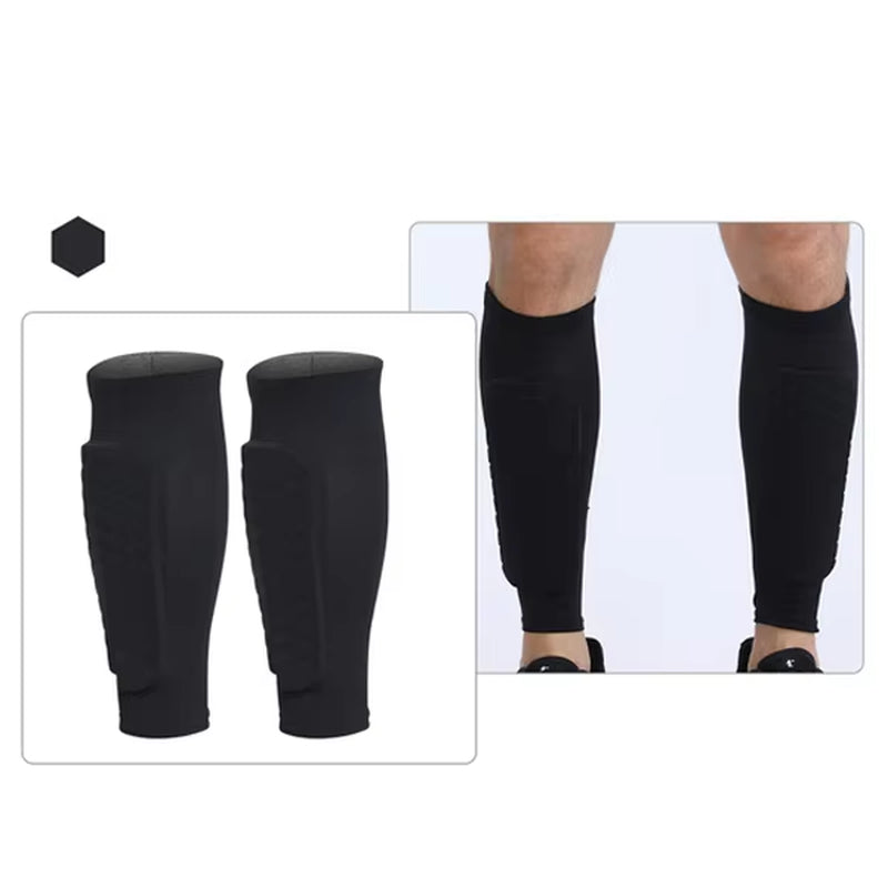 (S-2XL)1 Pair Teen Kids Football Shin Guard Soccer Anti-Collision Compression Basketball Leg Warmers Gym Leg Calf Sleeves Socks